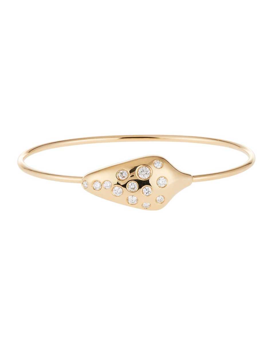 18K Yellow Gold Snake Head Bangle with Diamonds